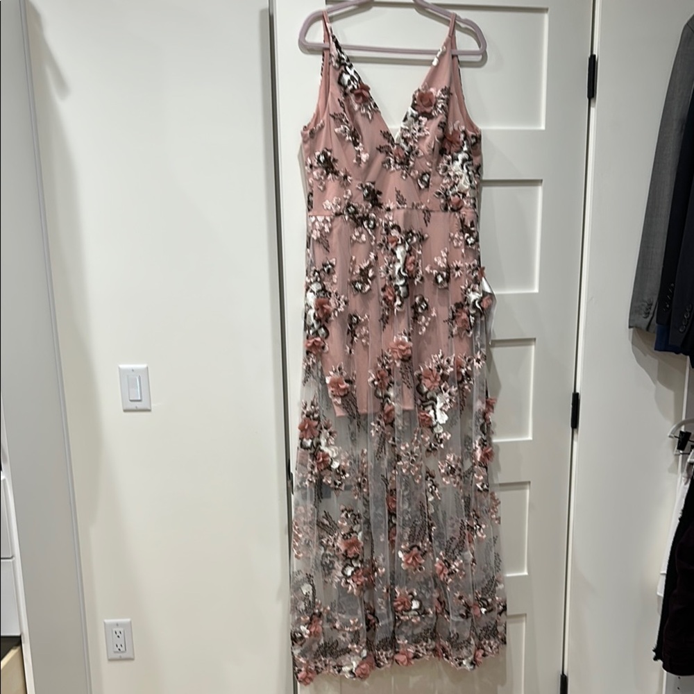 Stunning ethereal pink and cream floral formal gown